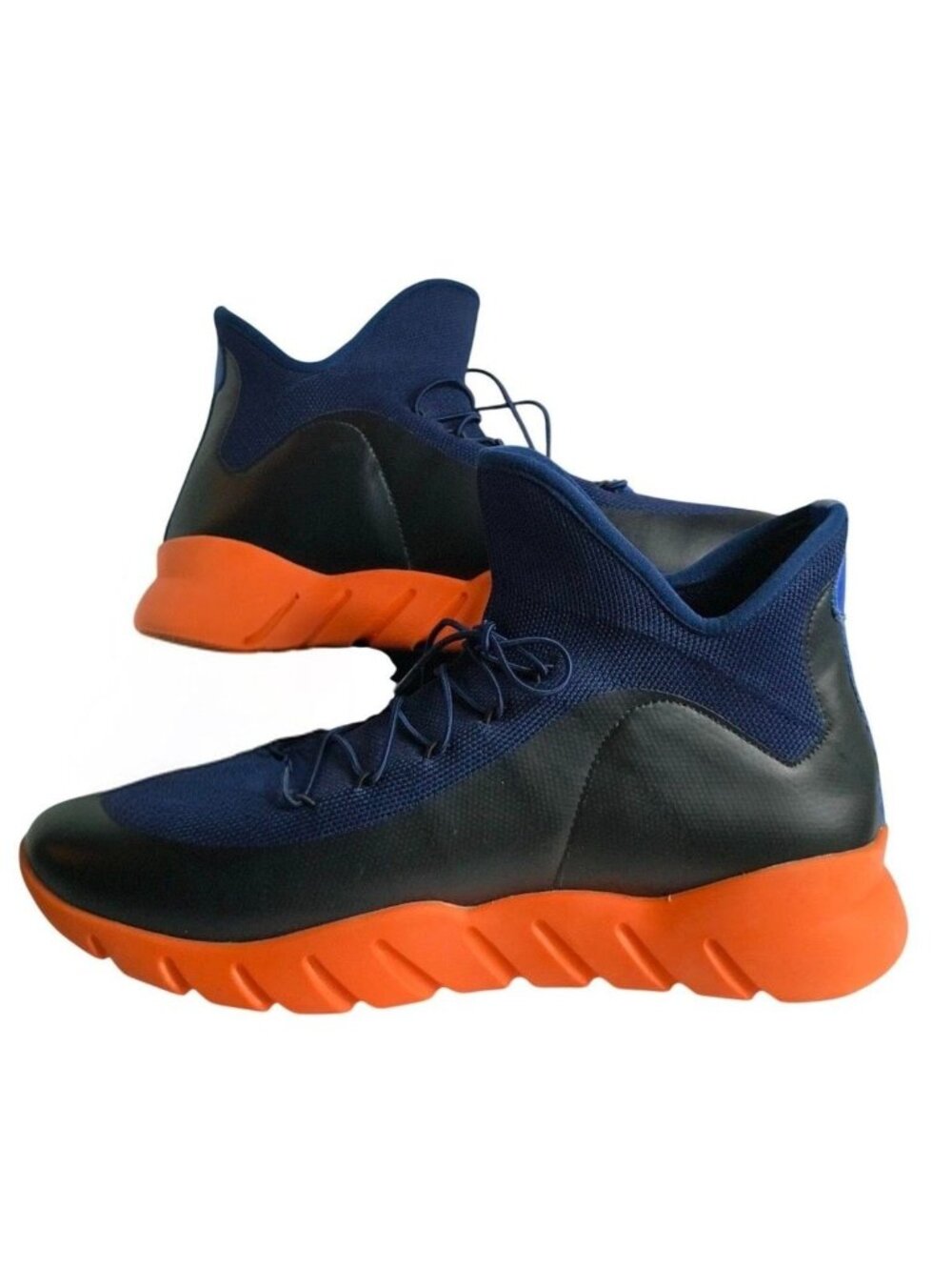 Mens 12 Midtop Athletic Sneakers Runaway Scuba Navy Orange Rockoko Streetwear